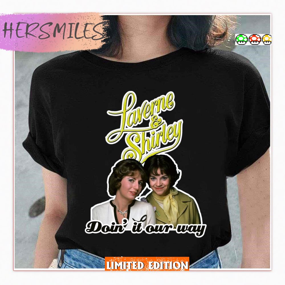 Doin It Our Way Yellow Laverne &amp Shirley 70s Retro Tribute T-shirt