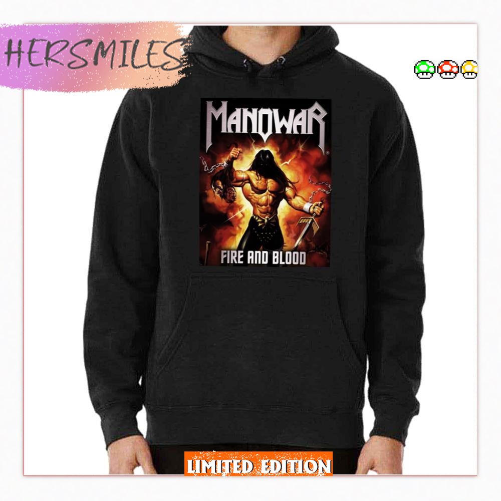 Fire And Blood Manowar Masep 2023 New Tour  T-shirt