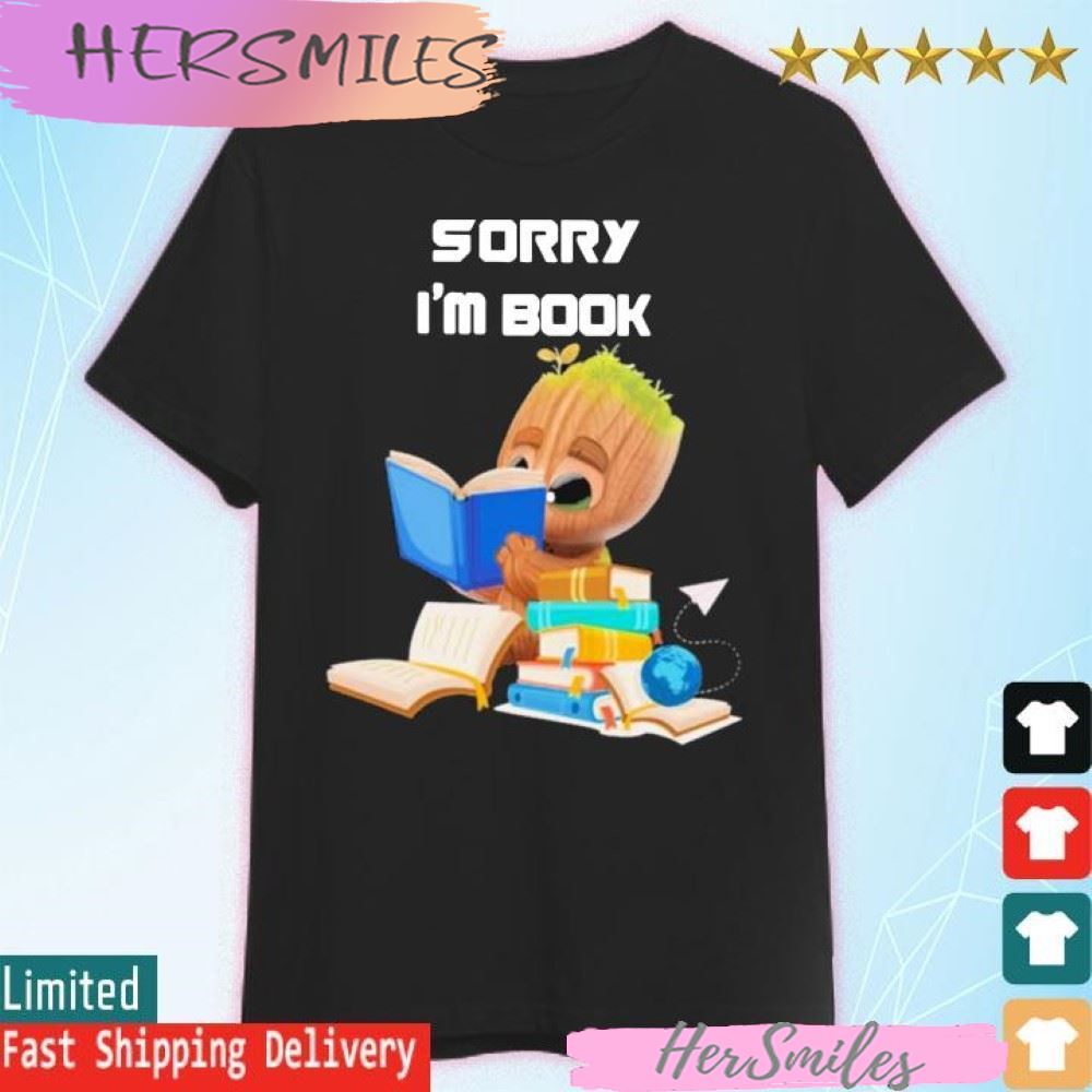 Official Baby Groot reading Book Sorry I’m Book T-shirt