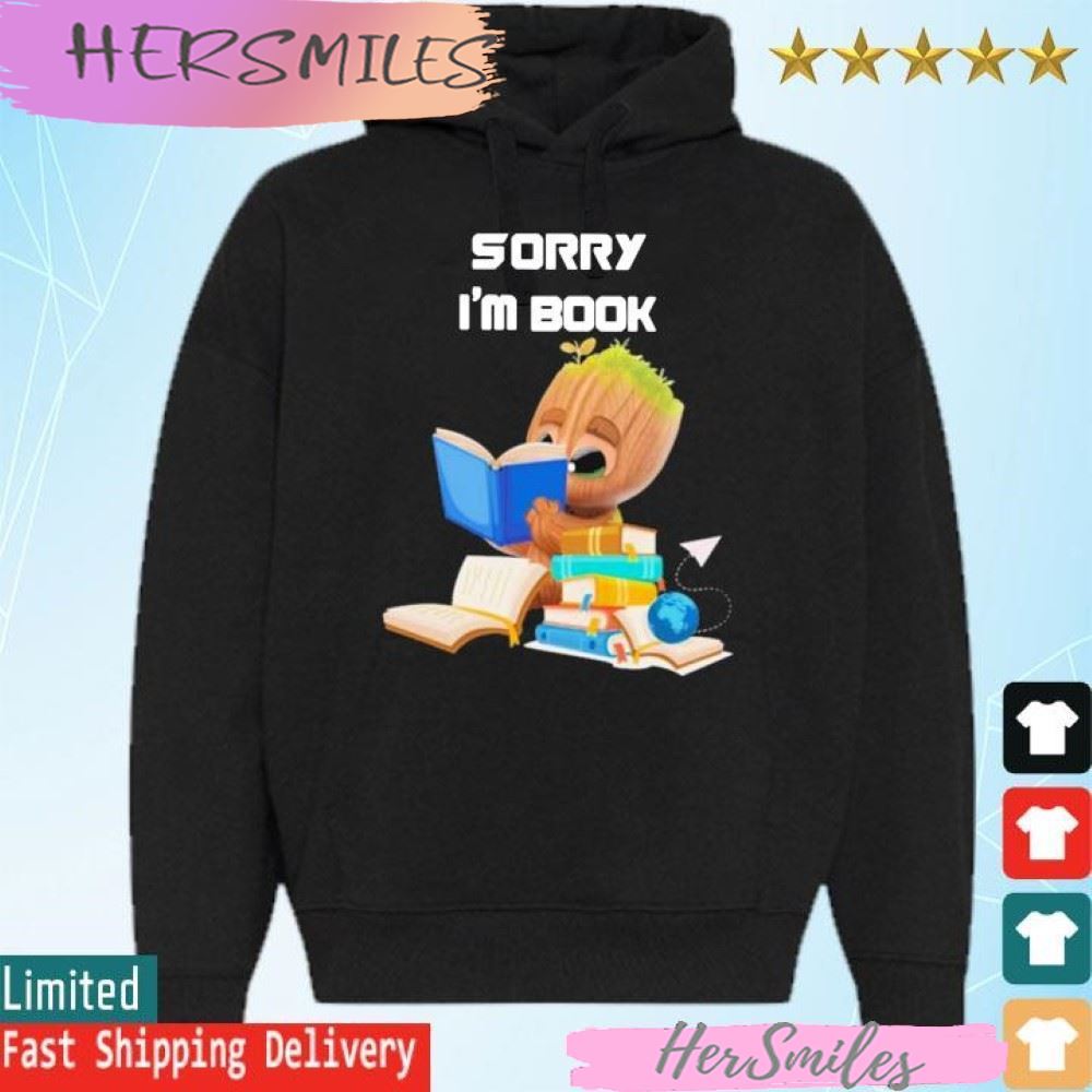 Official Baby Groot reading Book Sorry I’m Book T-shirt