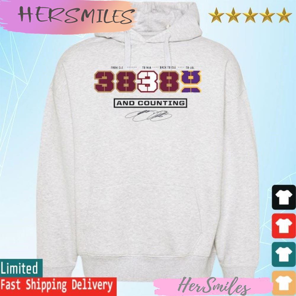 Official LeBron James Los Angeles Lakers 38,388 Career Points and counting 2023 season T-shirt