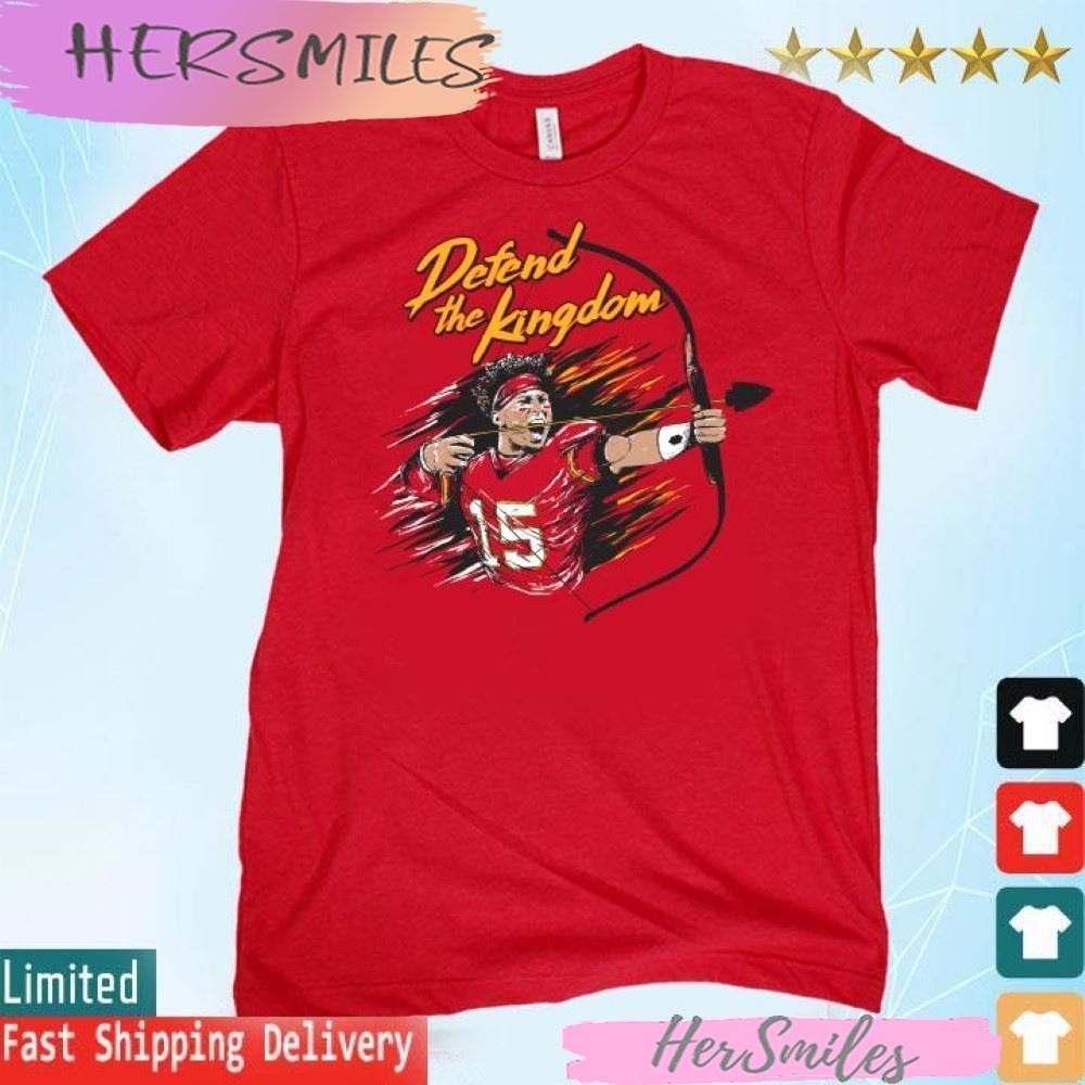 Official Patrick Mahomes II Kansas City Chiefs defend the Kingdom 2023 red T-shirt