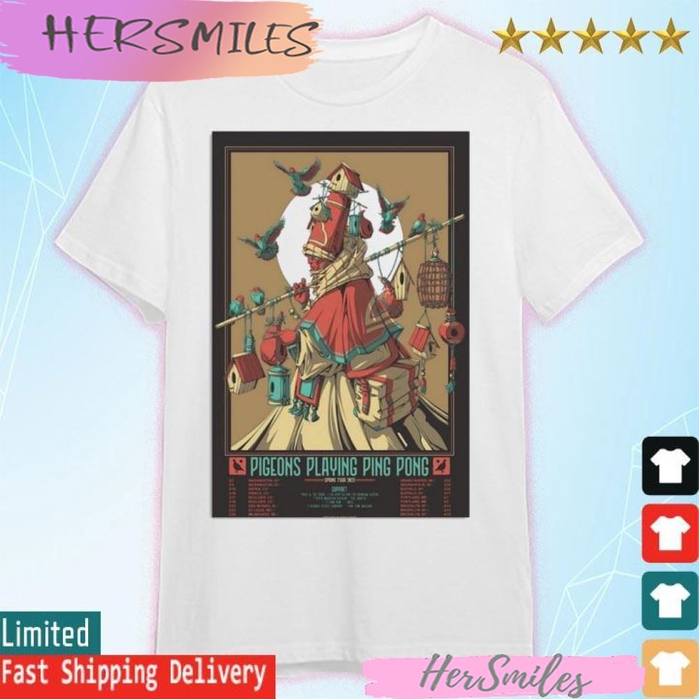Pigeons Playing Ping Pong Spring Tour 2023 T-shirt