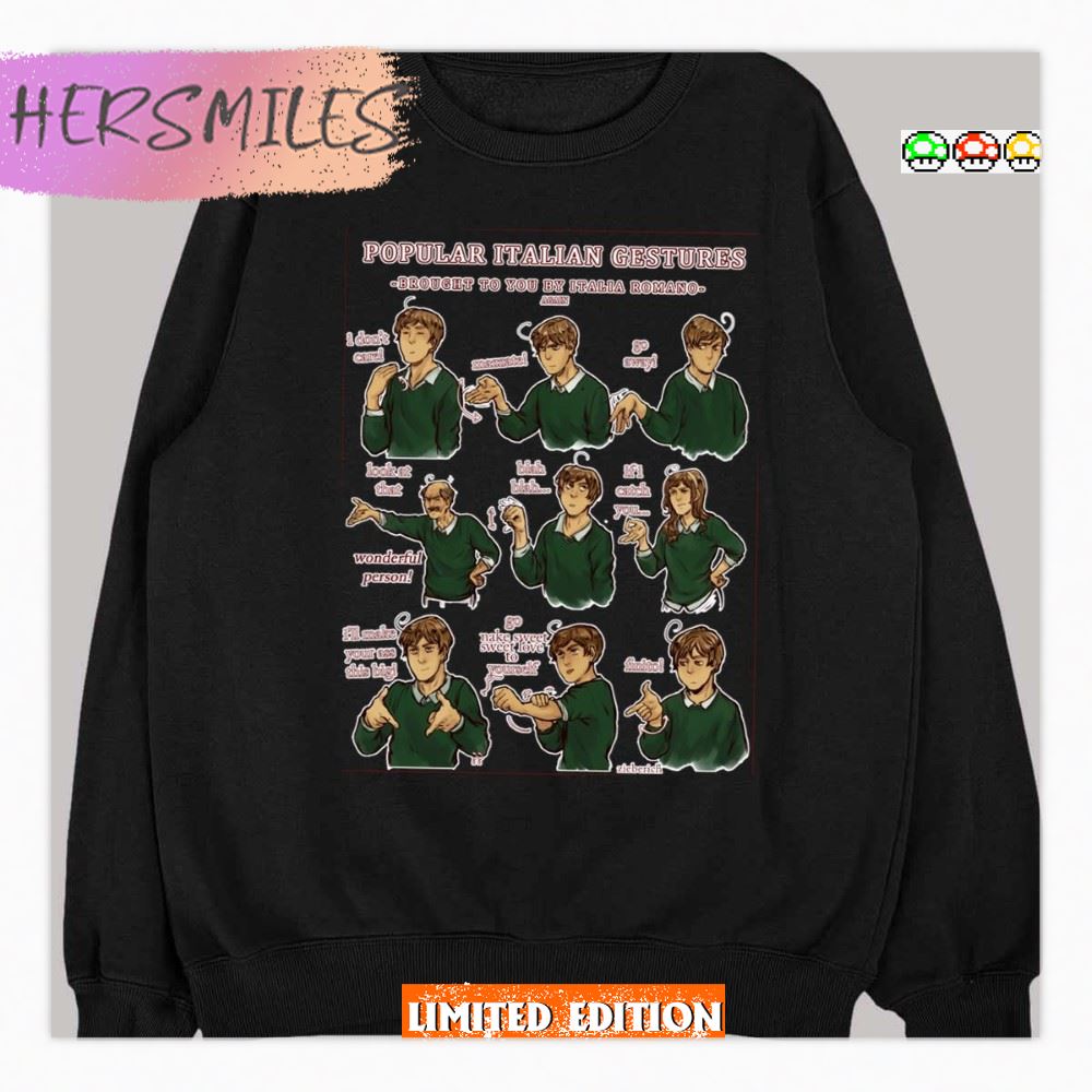 Popular Italian Gestures Brought To You Hetalia Axis Powers T-shirt