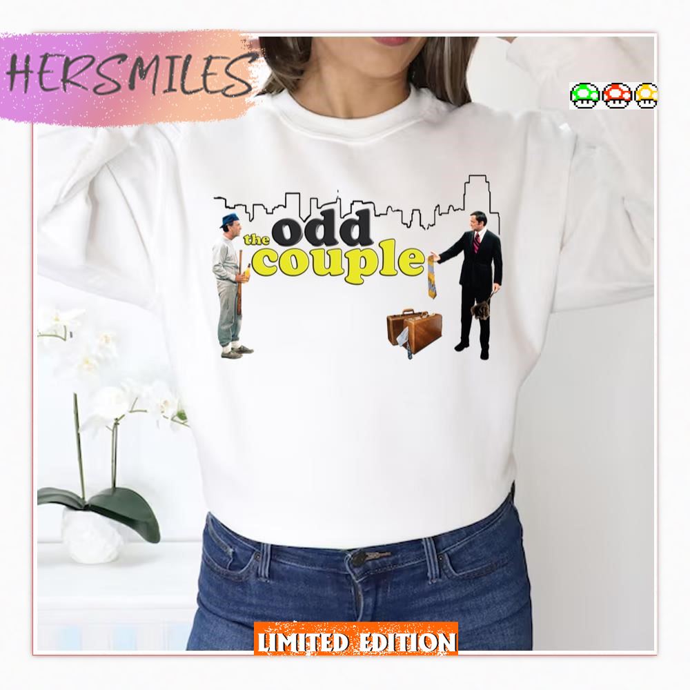 Retro Throwback The Odd Couple Felix And Oscar Skyline Tribute T-shirt