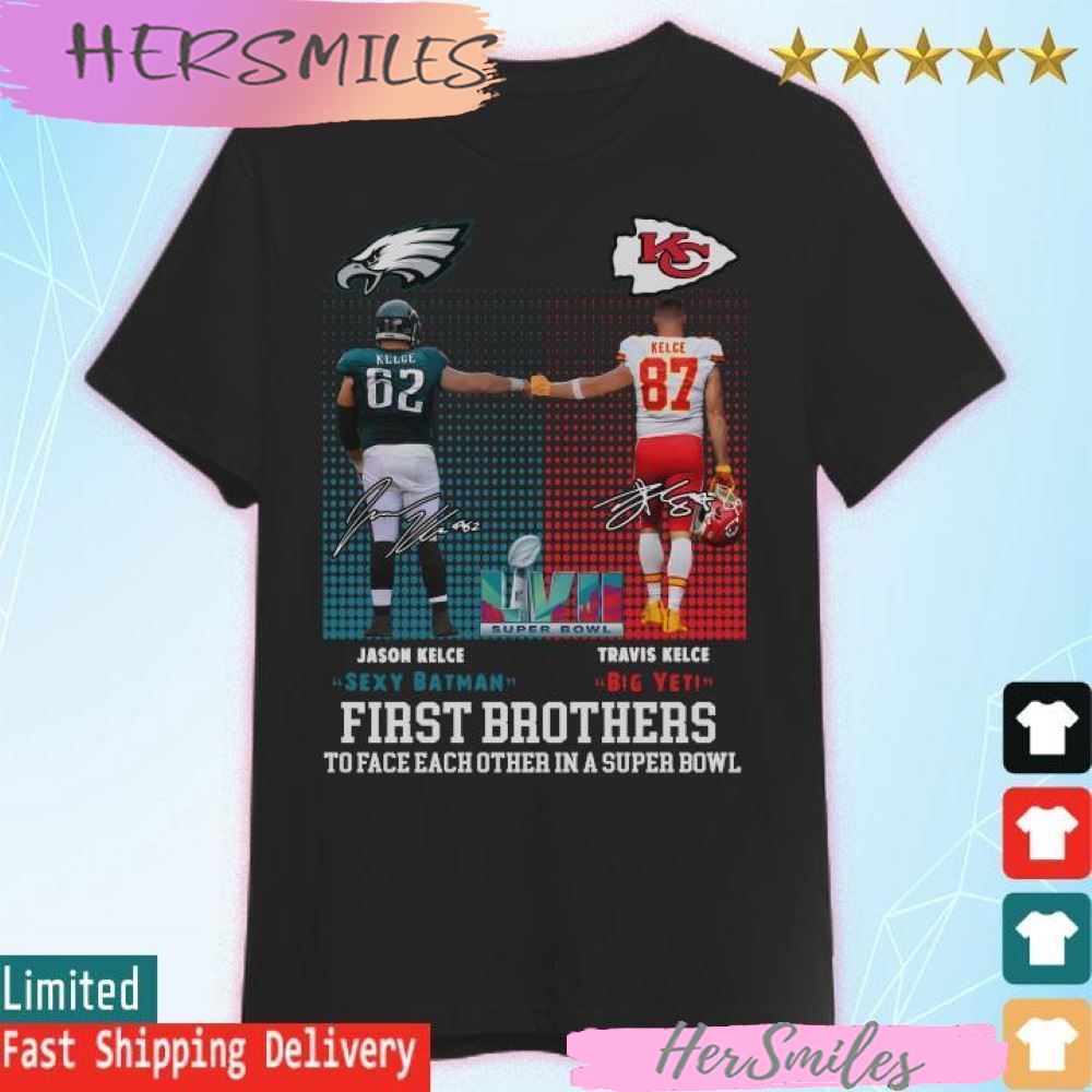 Sexy Batman vs Big Yeti first brothers to face each other in a super bowl signatures T-shirt