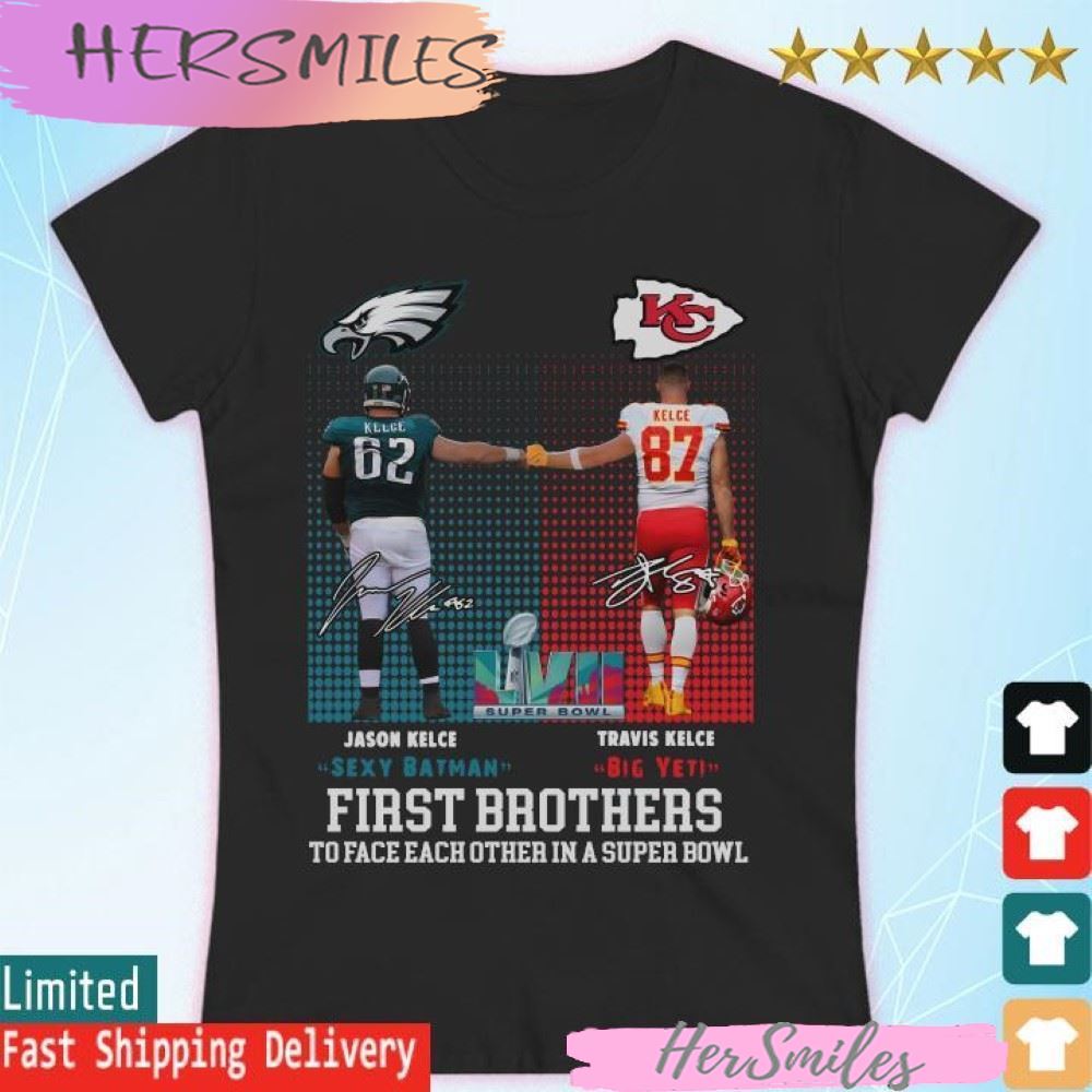Sexy Batman vs Big Yeti first brothers to face each other in a super bowl signatures T-shirt Sexy Batman vs Big Yeti first brothers to face each other in a super bowl signatures T-shirt