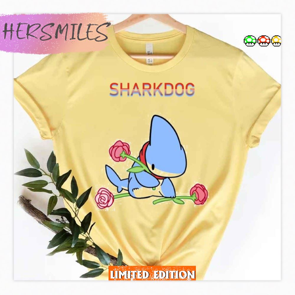 Sharkdog With Red Flowers T-shirt