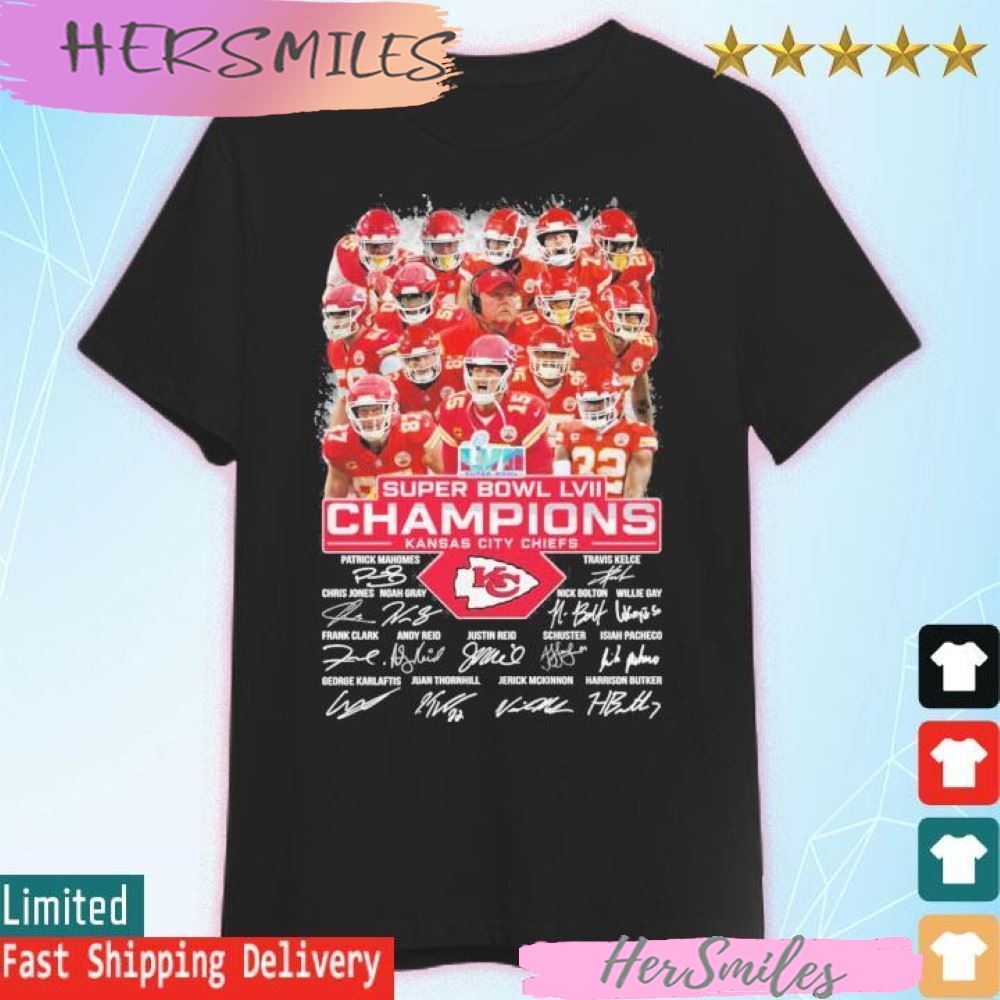 Super Bowl LVII Kansas City Chiefs 2023 Final Champions Signatures T-shirt