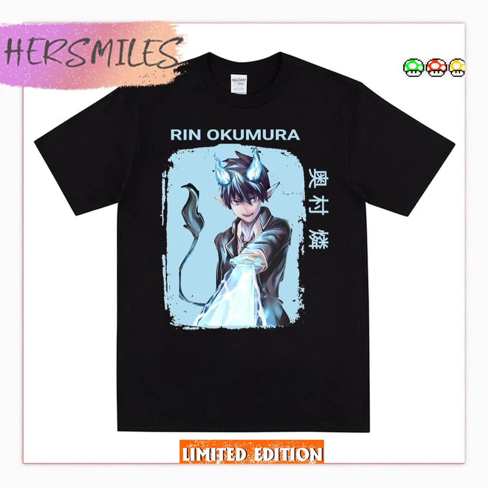 The Demon Exorcist Anime Okumura Rin Blue Art T-shirt