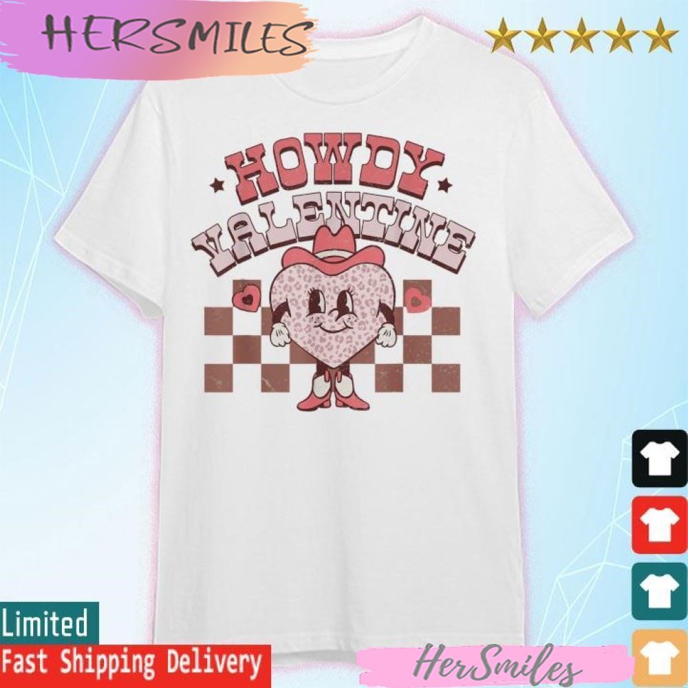 Valentines Day Heart Retro Groovy Howdy Valentine Leopard official T-shirt