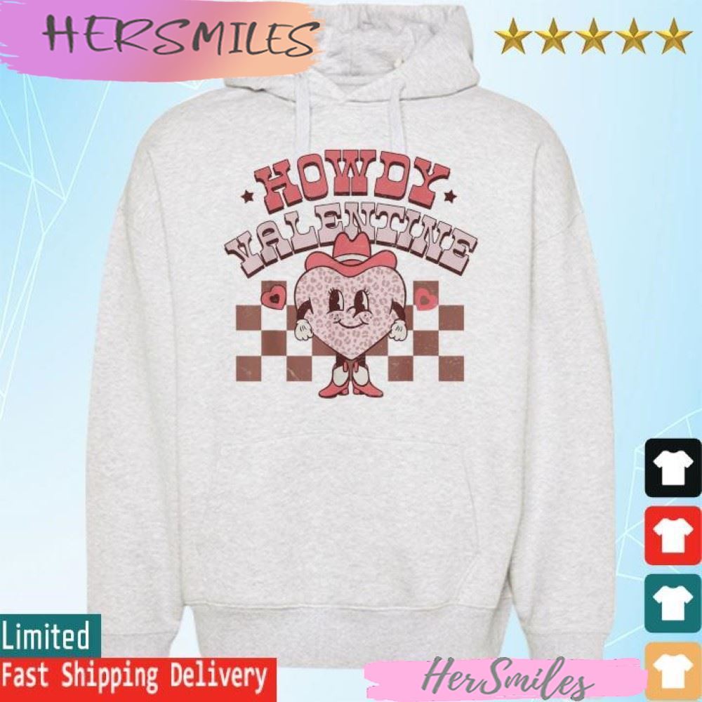 Valentines Day Heart Retro Groovy Howdy Valentine Leopard official T-shirt