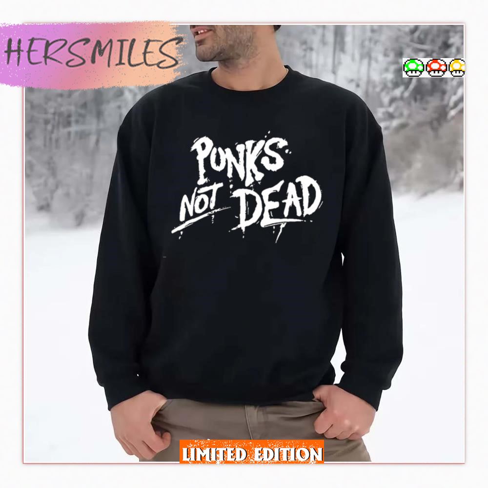 White Text Punks Not Dead Rock The Exploited  T-shirt