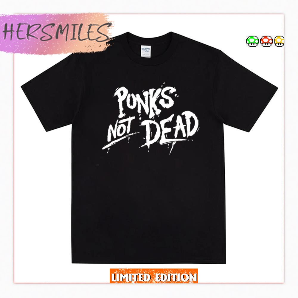White Text Punks Not Dead Rock The Exploited  T-shirt