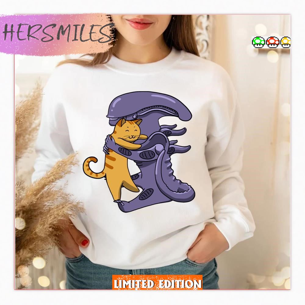 Alien Hugs Cat Xenomorph T-Shirt