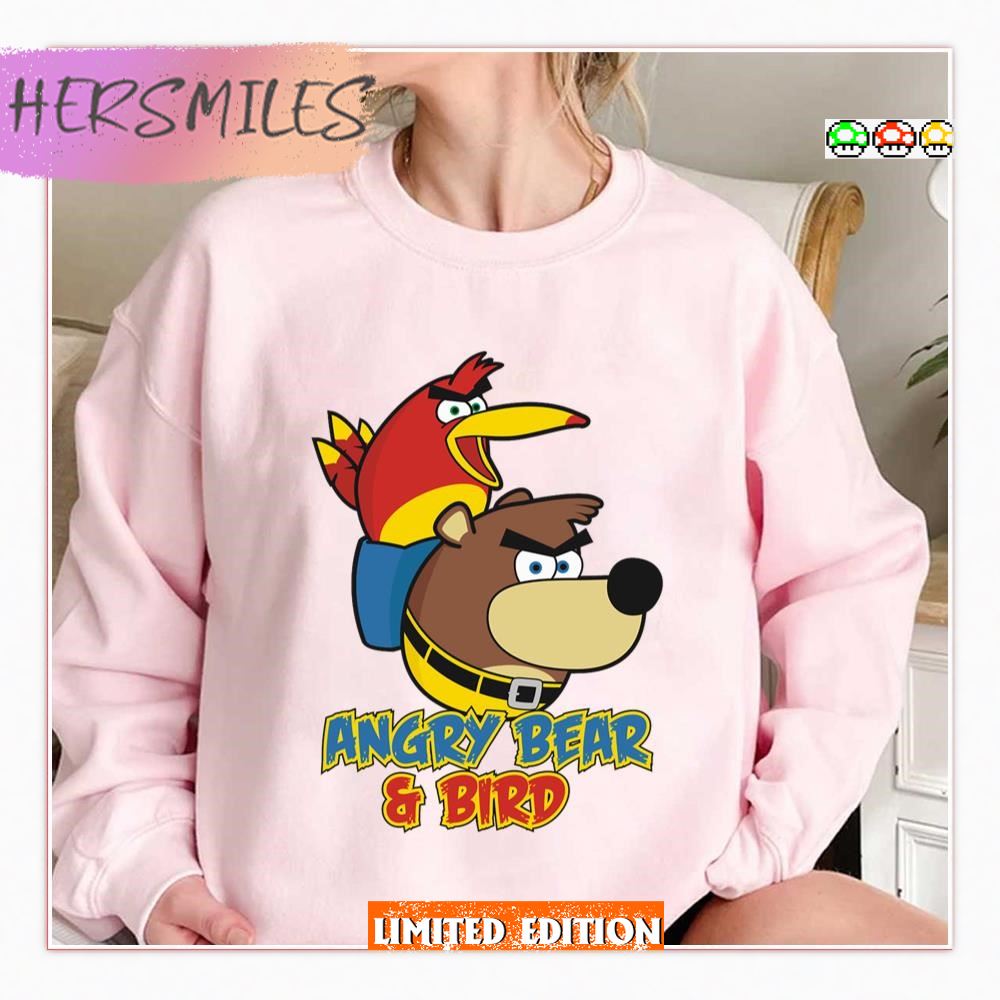 Angry Bear &amp Bird Parody Banjo &amp Kazooie T-Shirt