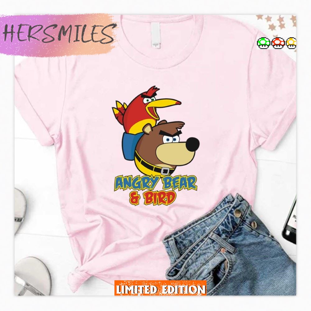Angry Bear &amp Bird Parody Banjo &amp Kazooie T-Shirt