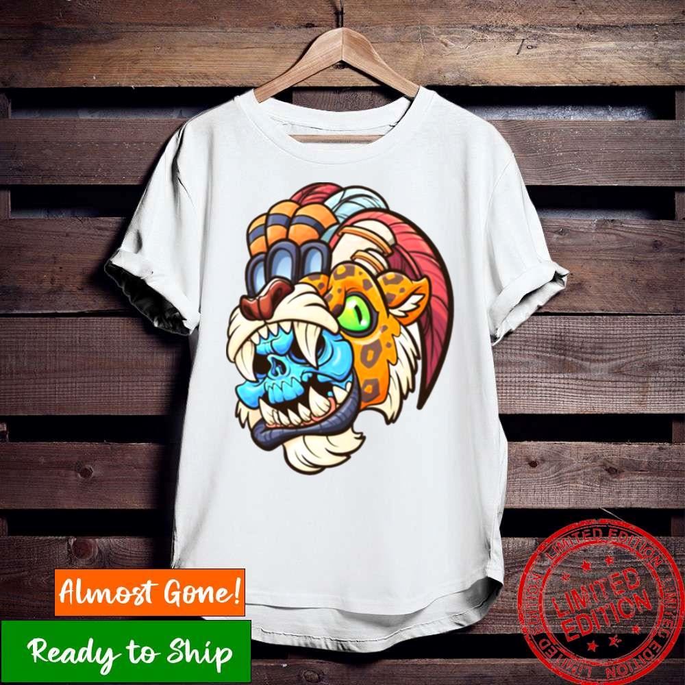 Aztec Illustrations Donkey Kong Jaguar Skull Warrior Shirt