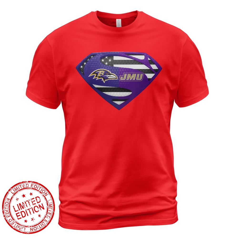 Baltimore Ravens Jmu Superman Logo Us Flag Shirt