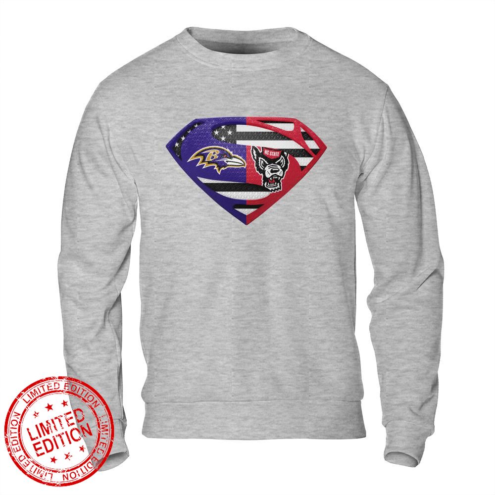 Baltimore Ravens Nc State Wolfpack Superman Logo Us Flag Shirt