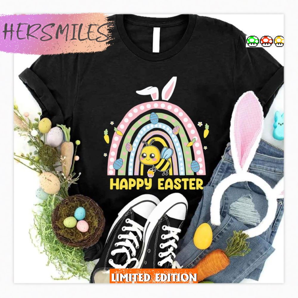 Bee Happy Easter Rainbow Shirt