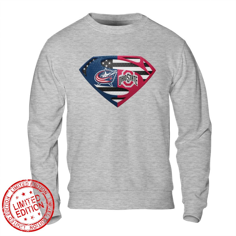 Blue Jackets nhl Ohio State Buckeyes Superman Logo Us Flag Shirt