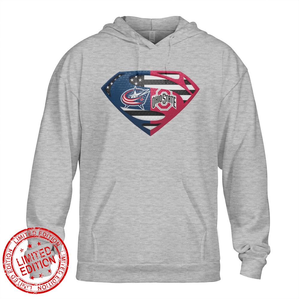 Blue Jackets nhl Ohio State Buckeyes Superman Logo Us Flag Shirt Blue Jackets nhl Ohio State Buckeyes Superman Logo Us Flag Shirt