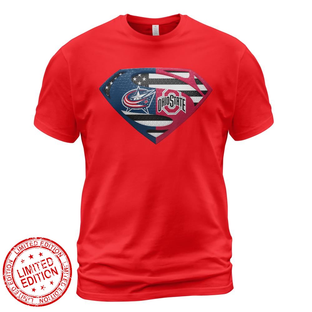 Blue Jackets nhl Ohio State Buckeyes Superman Logo Us Flag Shirt