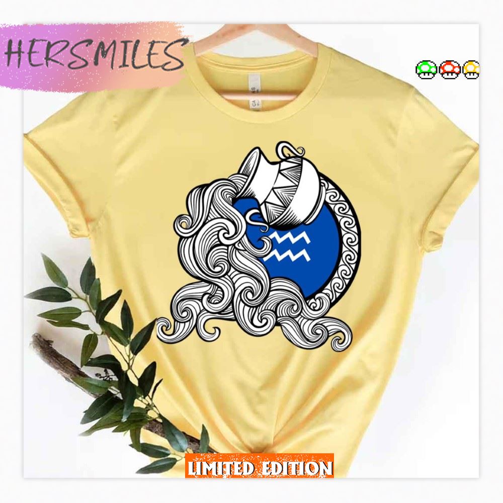 Blue Zodiac Sign Aquarius Horoscope Shirt
