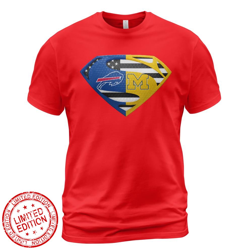 Buffalo Bills Michigan Wolverines Superman Logo Us Flag Shirt