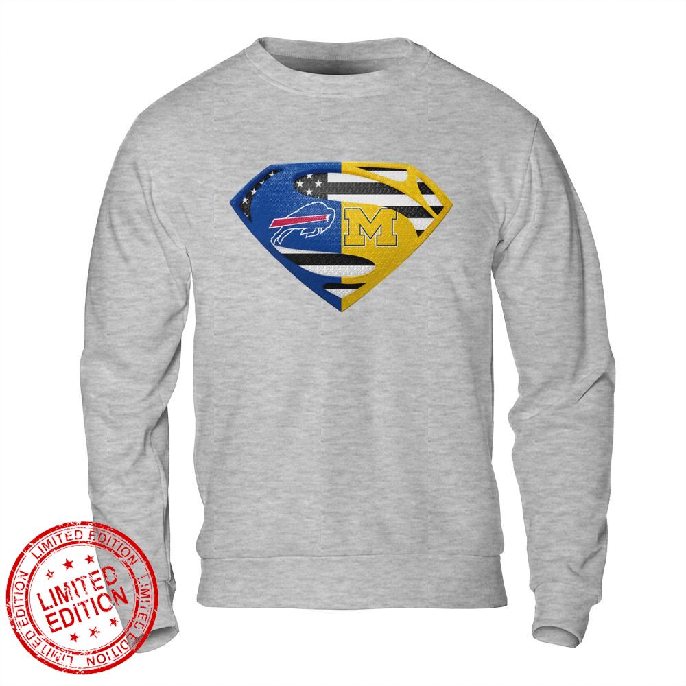 Buffalo Bills Michigan Wolverines Superman Logo Us Flag Shirt