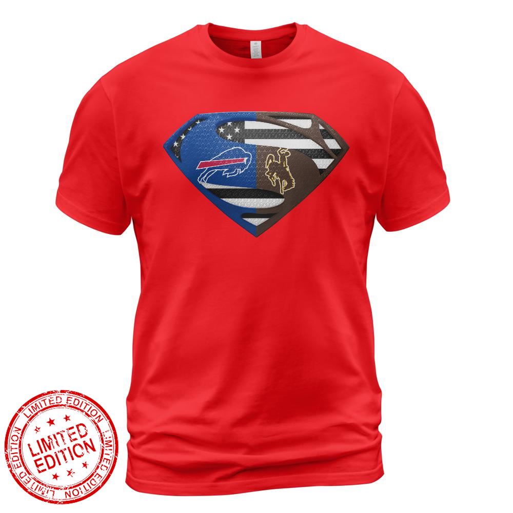 Buffalo Bills Wyoming Cowboys Superman Logo Us Flag Shirt