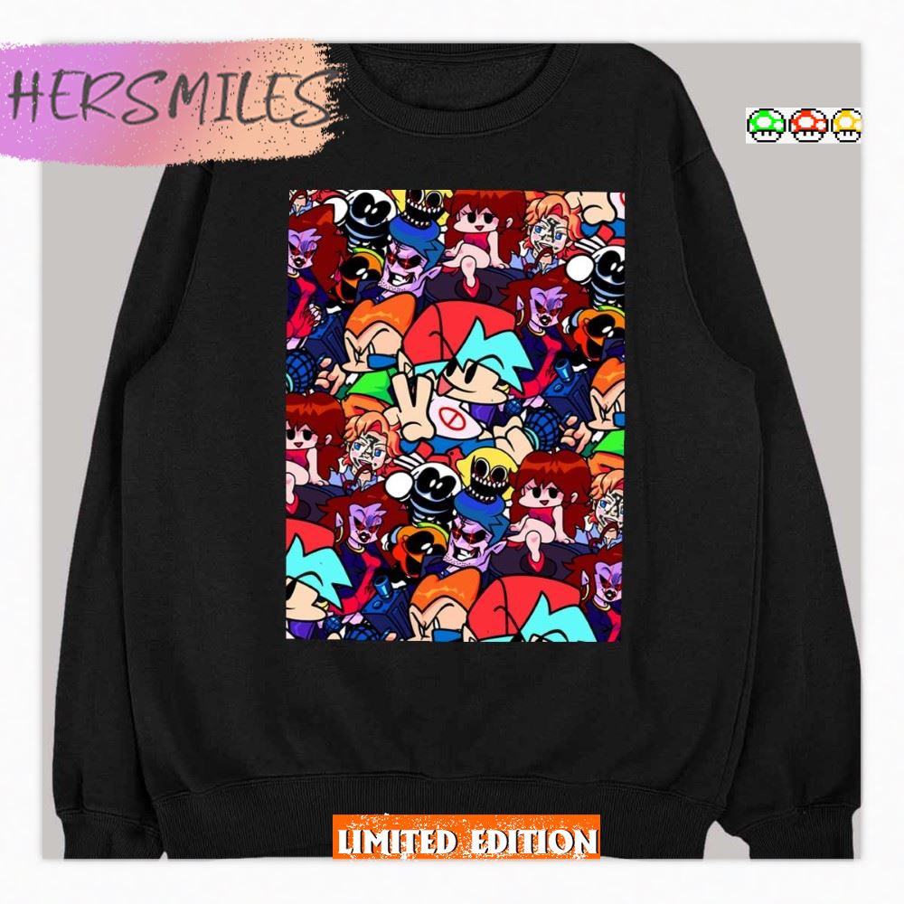 Characters Of Friday Night Funkin Collage T-Shirt