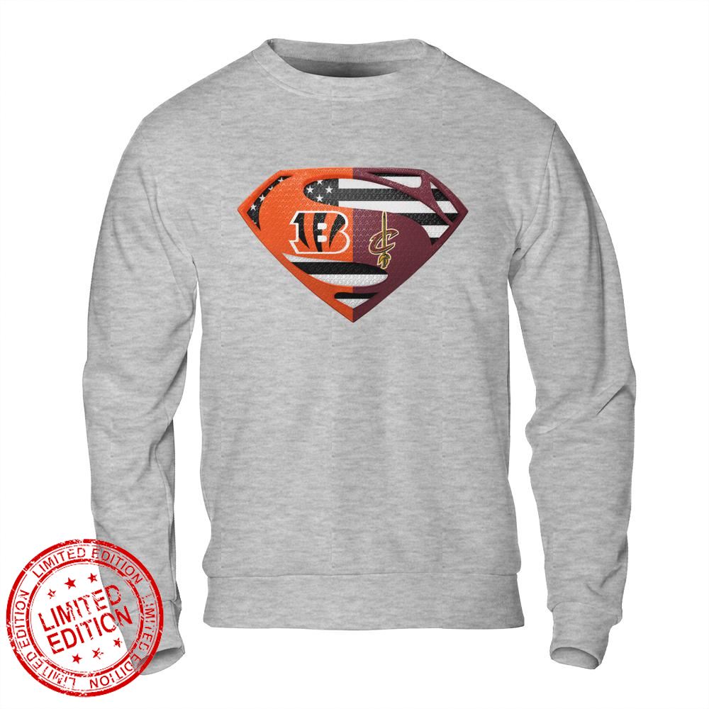 Cincinnati Bengals Cleveland Cavaliers Superman Logo Us Flag Shirt