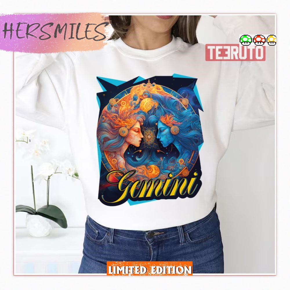 Colored Gemini Zodiac Sign Illustration Shirt