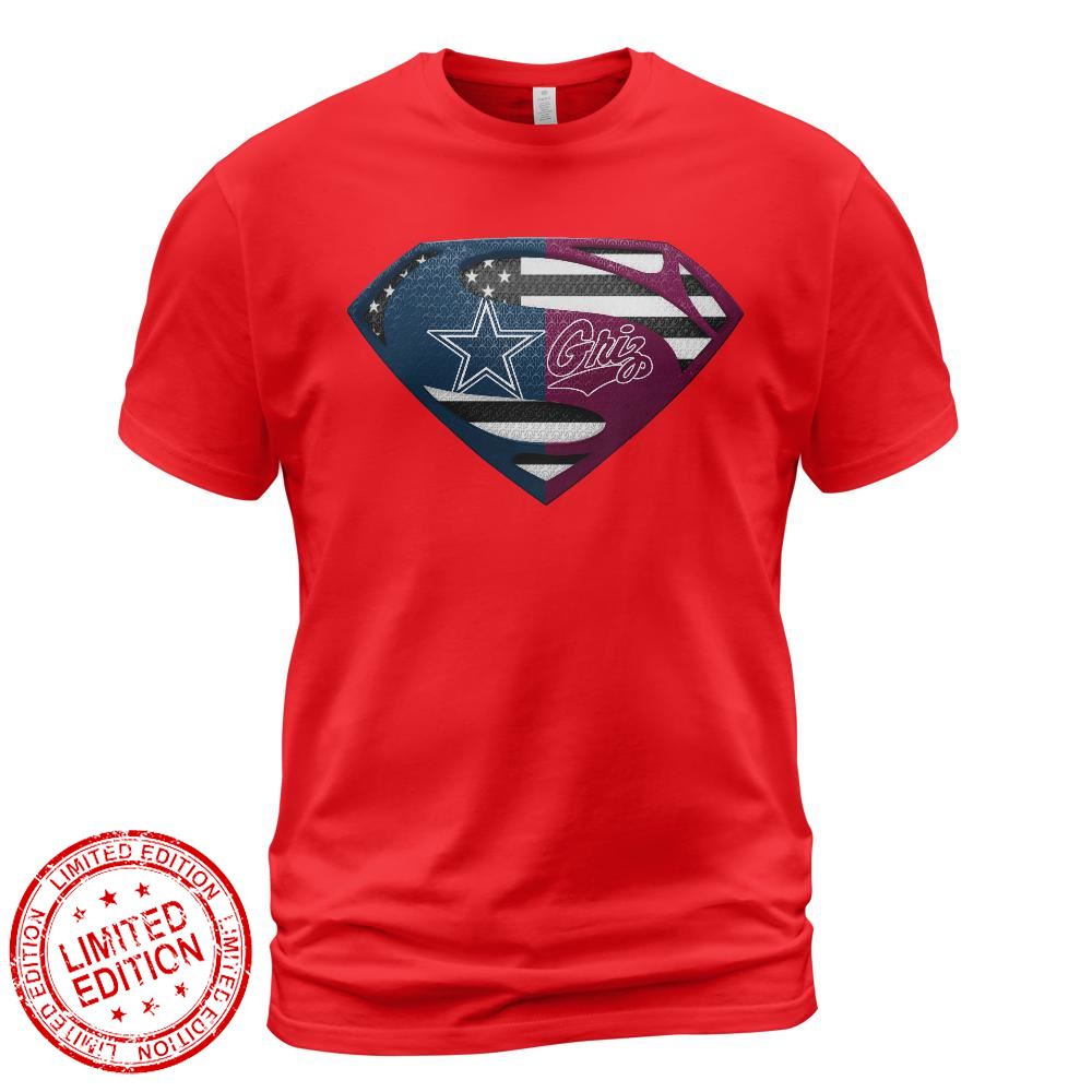Dallas Cowboys Montana Grizzlies Superman Logo Us Flag Shirt