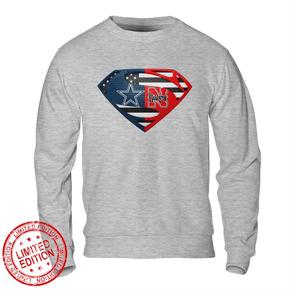 Dallas Cowboys Nebraska Cornhuskers Superman Logo Us Flag Shirt