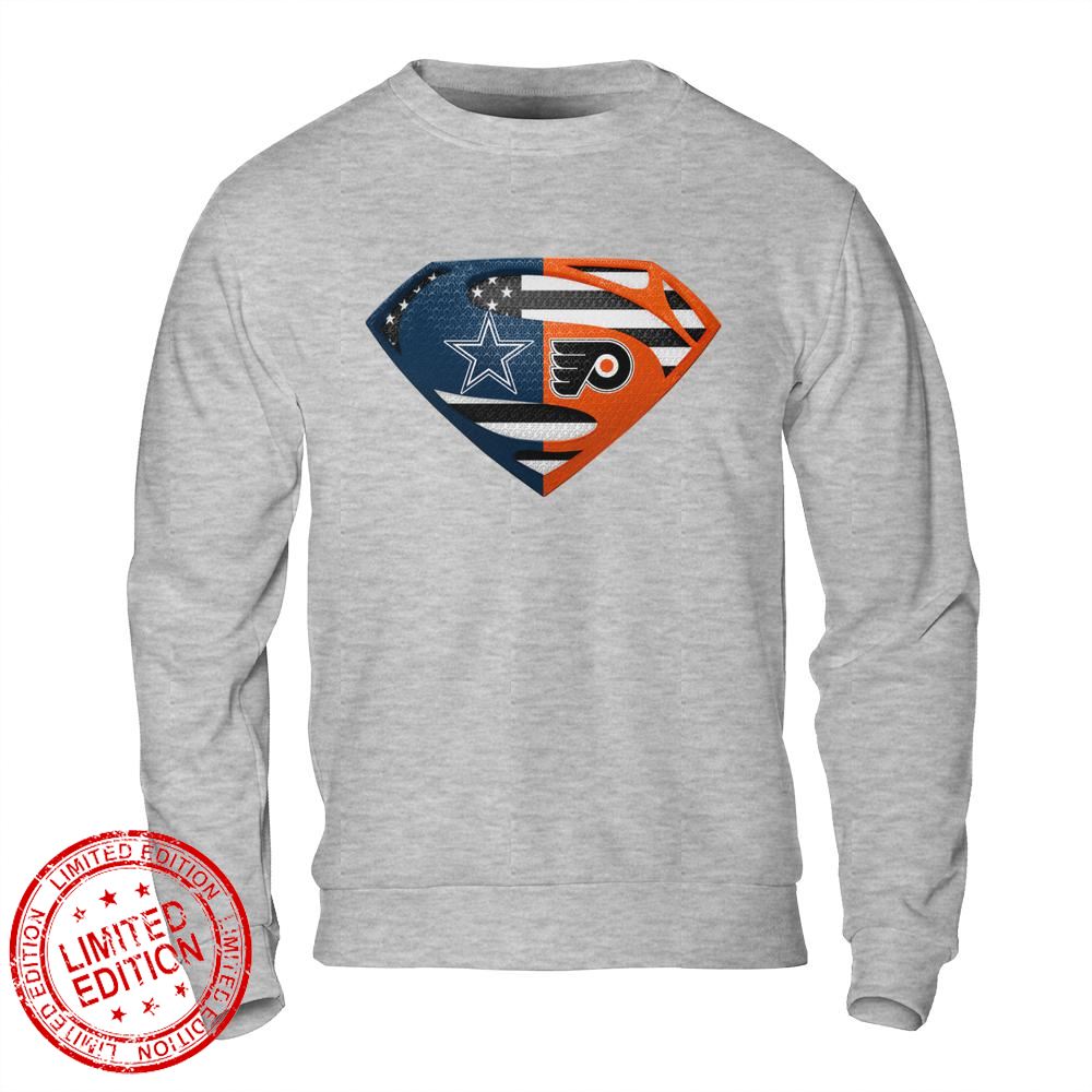 Dallas Cowboys Philadelphia Flyers Superman Logo Us Flag Shirt