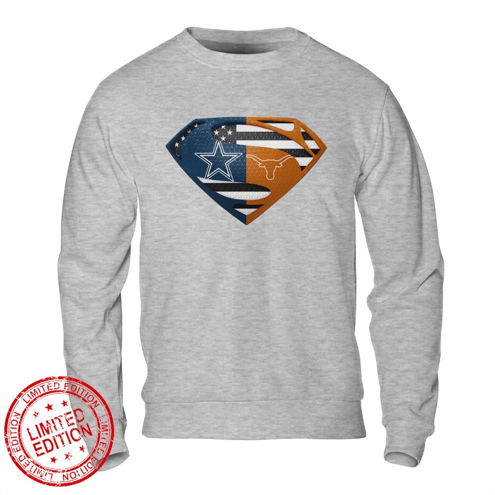 Dallas Cowboys Texas Longhorns Superman Logo Us Flag Shirt