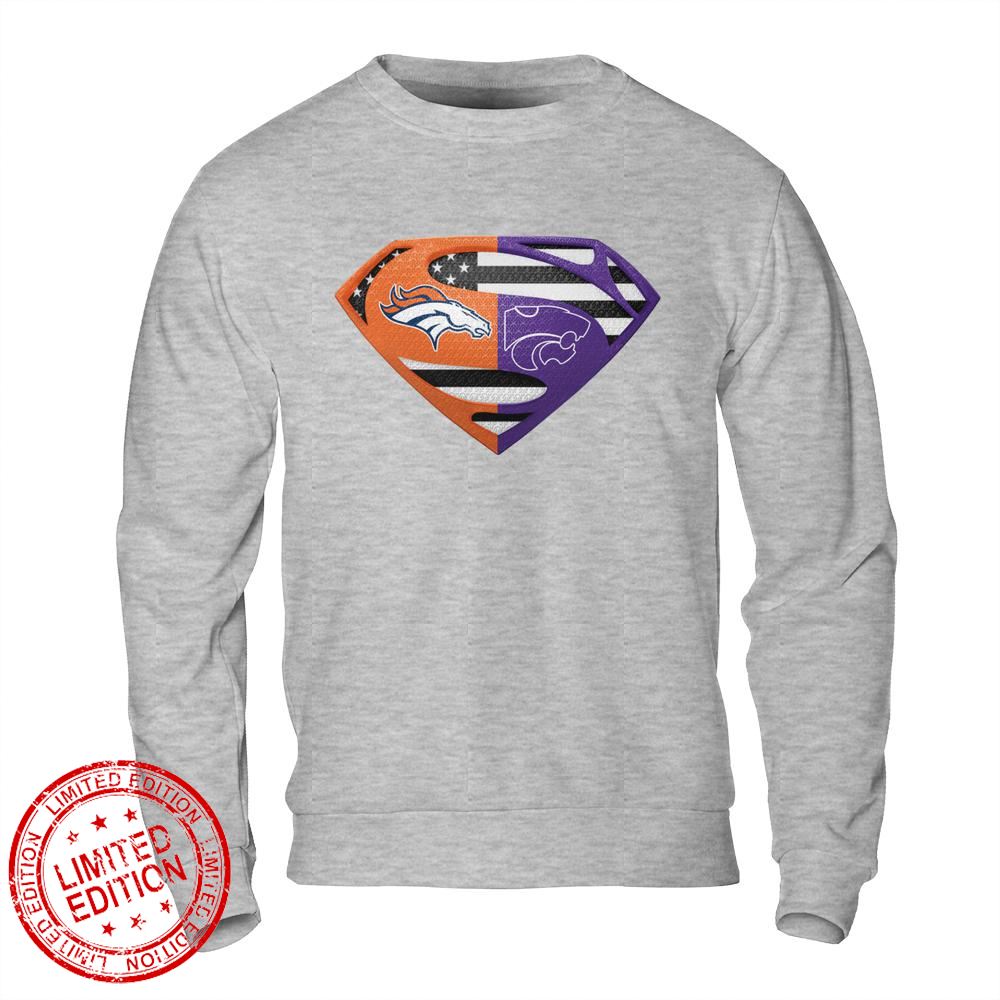 Denver Broncos Kansas State Wildcats Superman Logo Us Flag Shirt
