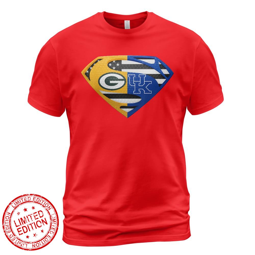 Green Bay Packers Kentucky Wildcats Superman Logo Us Flag Shirt