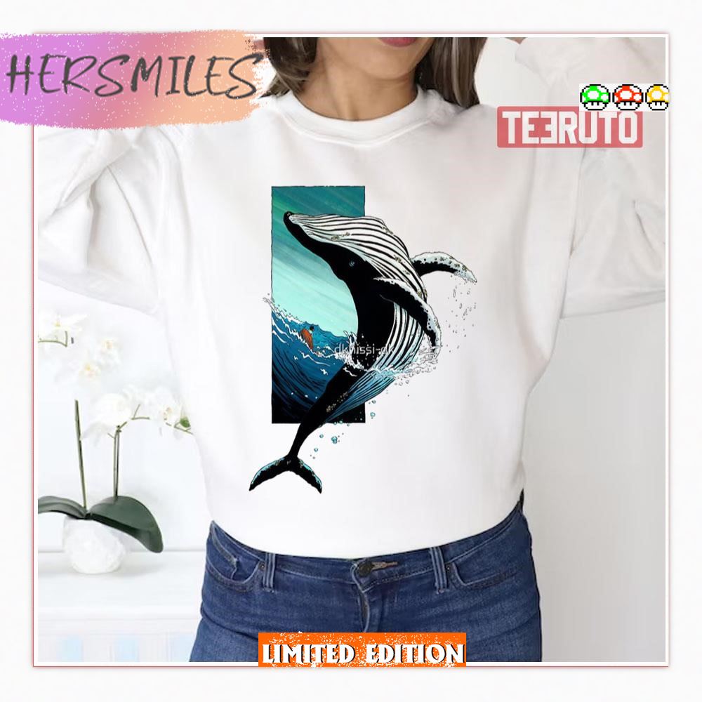 Harpoon Whale Sperm Whale Watercolor Painting T-Shirt