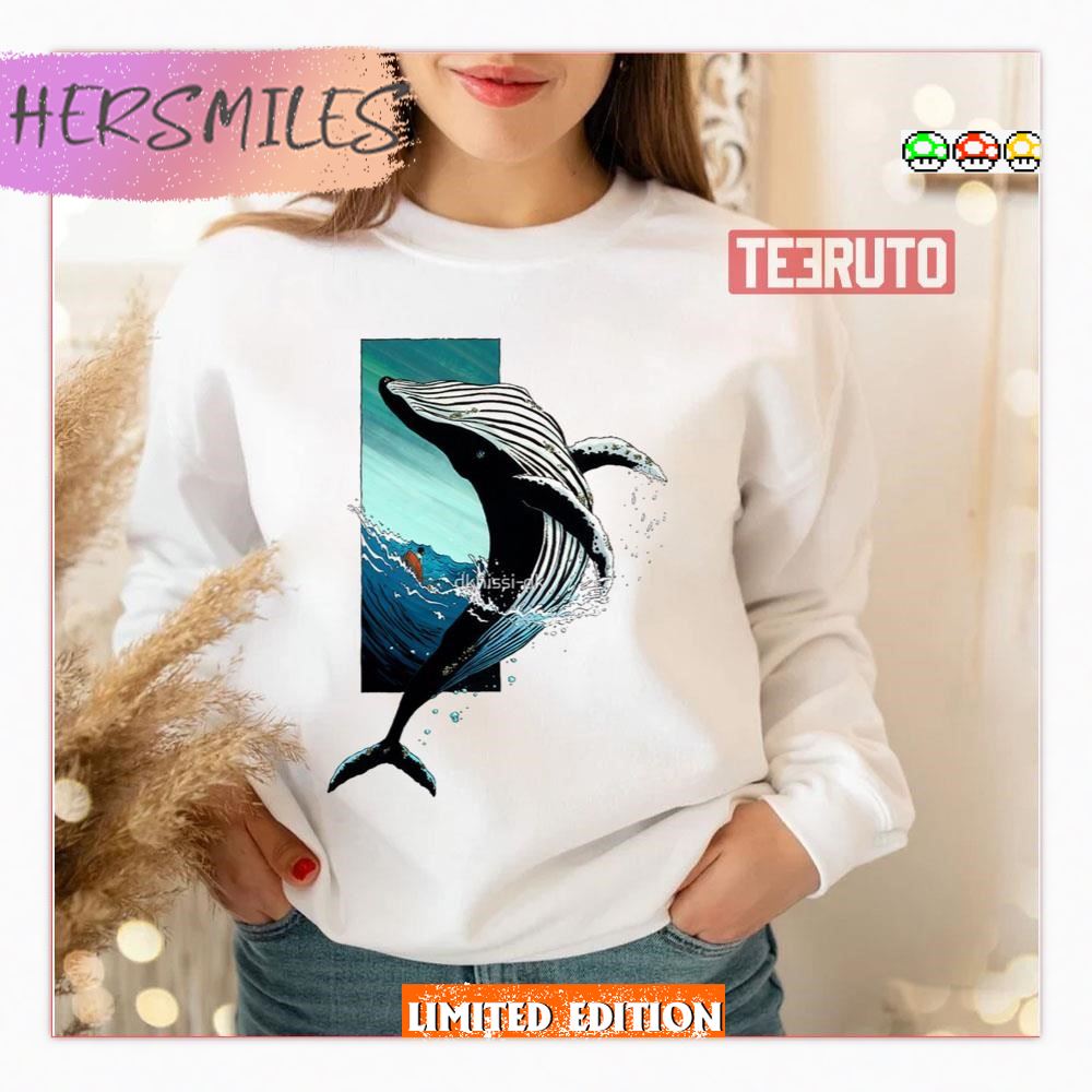 Harpoon Whale Sperm Whale Watercolor Painting T-Shirt