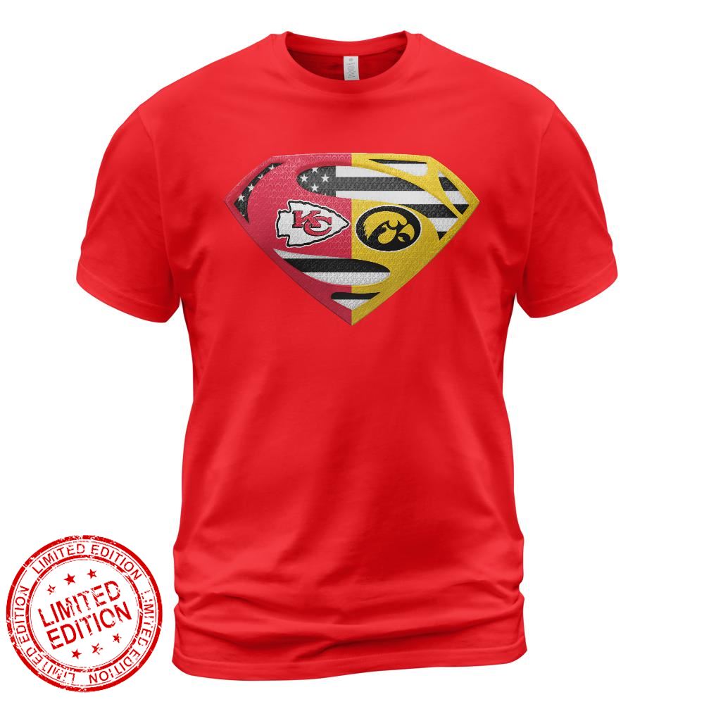 Kansas City Chiefs Iowa Hawkeyes Superman Logo Us Flag Shirt