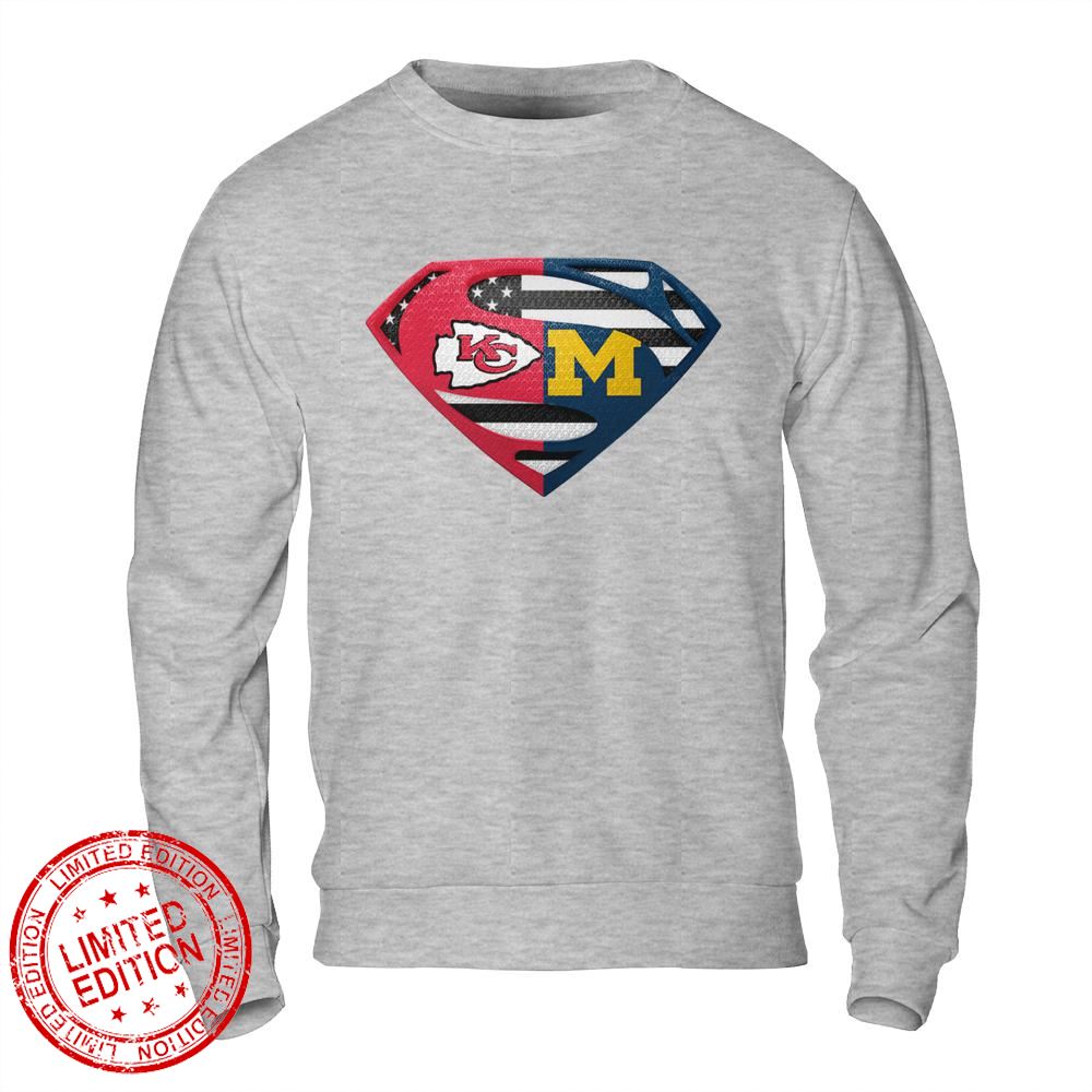 Kansas City Chiefs Michigan Wolverines Superman Logo Us Flag Shirt