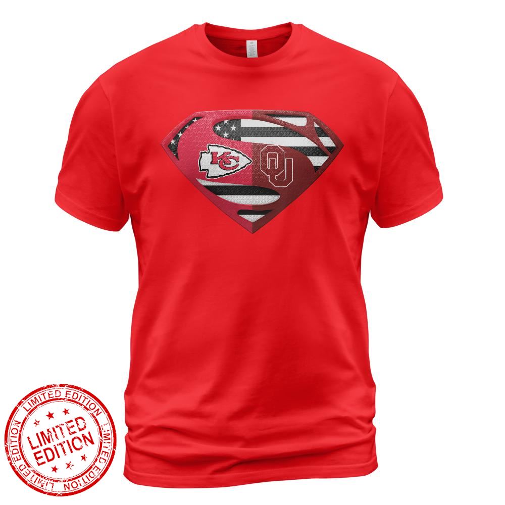 Kansas City Chiefs Oklahoma Sooners Superman Logo Us Flag Shirt