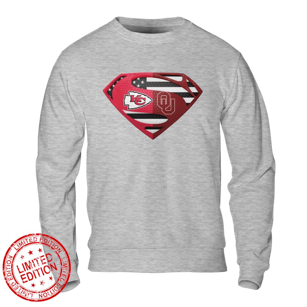 Kansas City Chiefs Oklahoma Sooners Superman Logo Us Flag Shirt