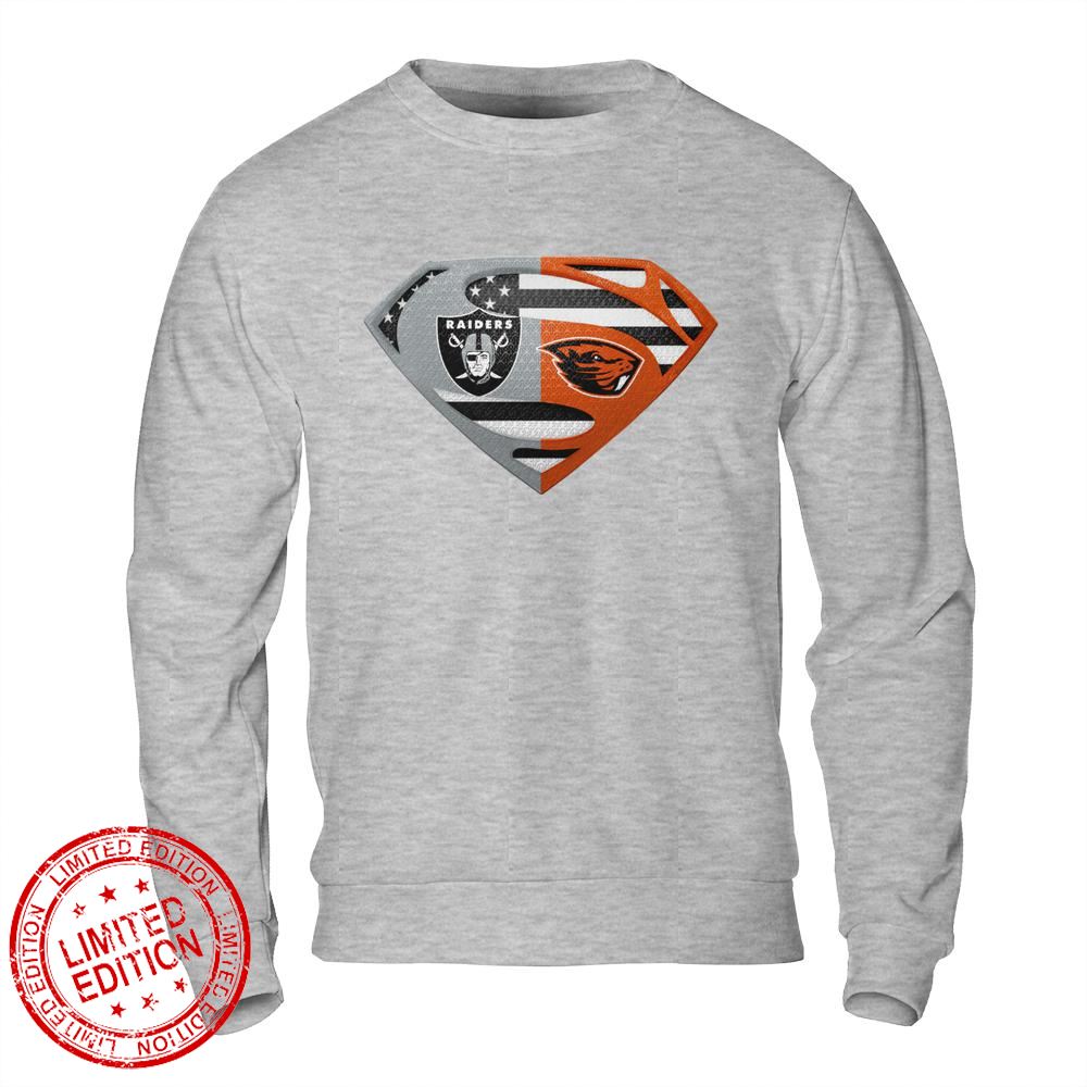 Las Vegas Raiders Oregon State Beavers Superman Logo Us Flag Shirt