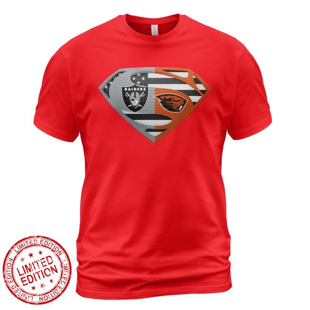 Las Vegas Raiders Oregon State Beavers Superman Logo Us Flag Shirt