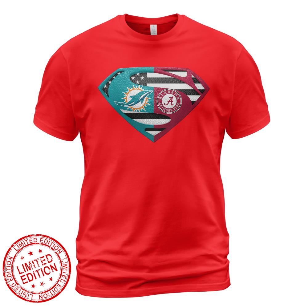 Miami Dolphins Alabama Crimson Tide Superman Logo Us Flag Shirt